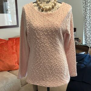 textured & sequin pale pink tunic.
